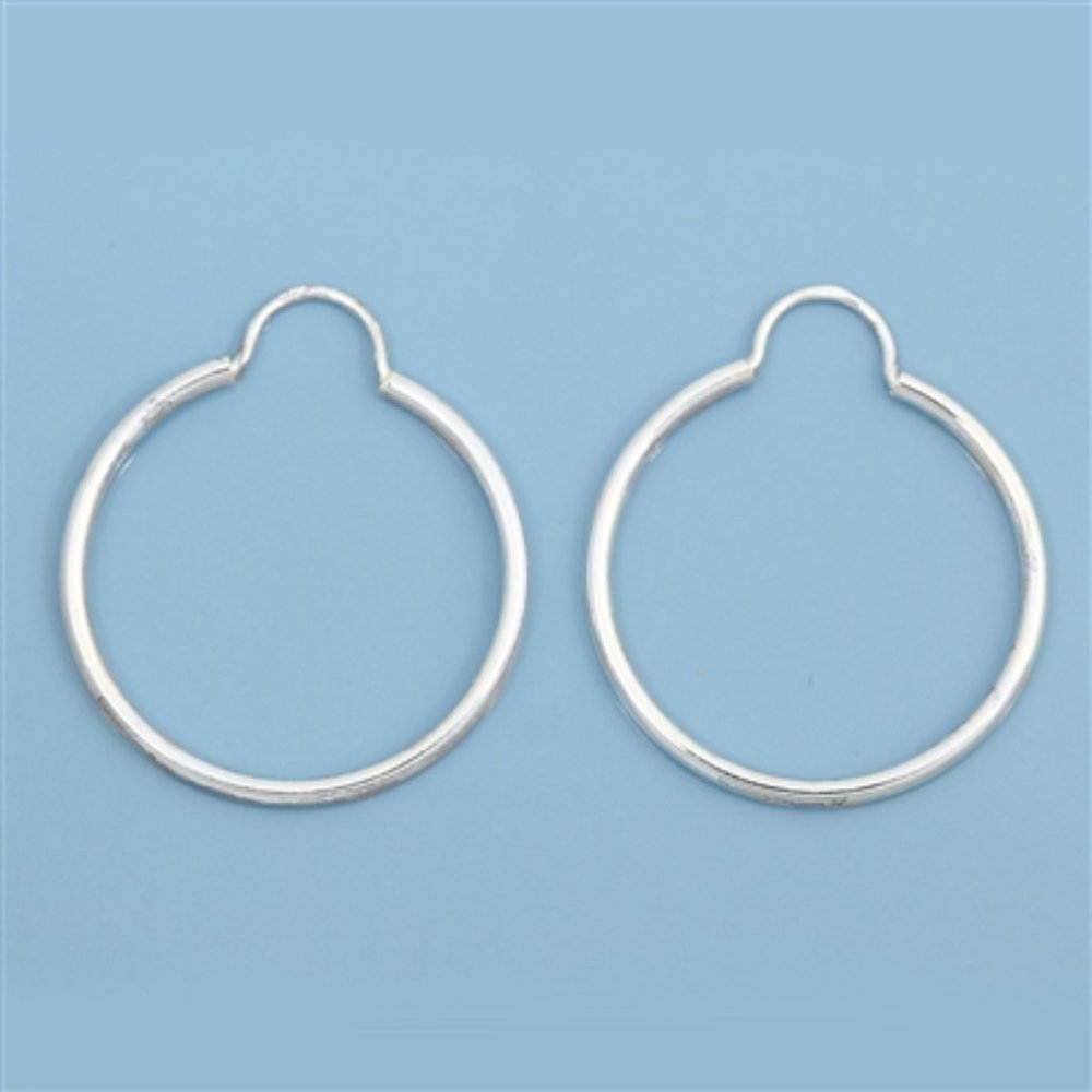 Big 25mm 925 Sterling silver Hoops earrings - Stamped 925 plain minimalist hoops